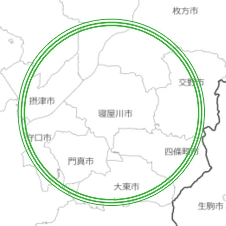 大阪の下町を中心とした対応エリアの地図