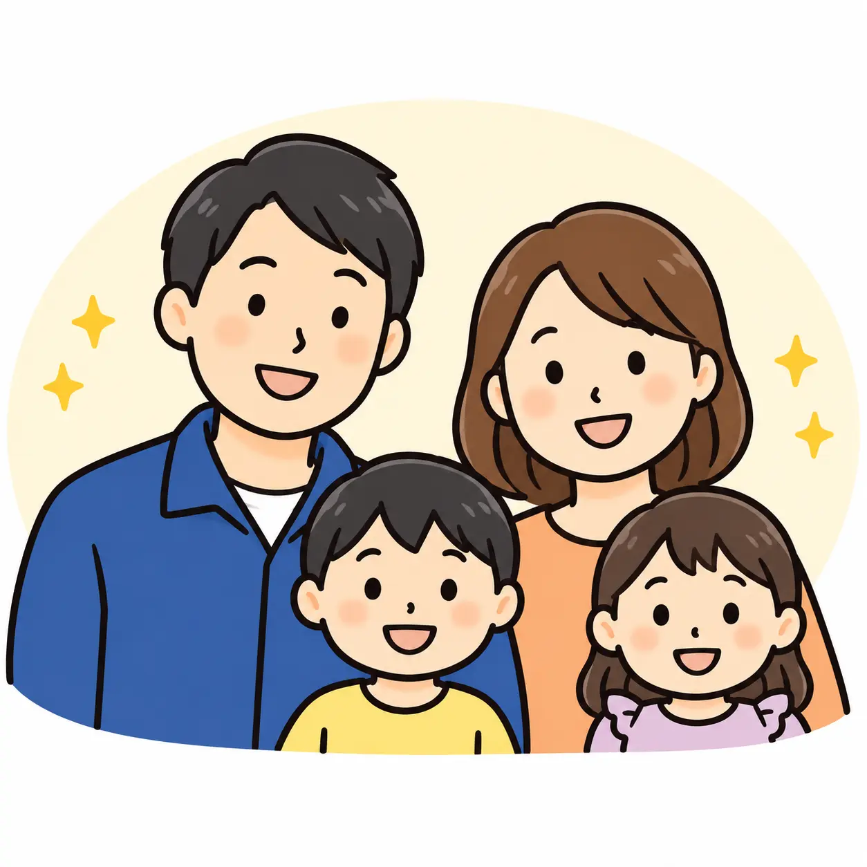 店主と家族のイラスト