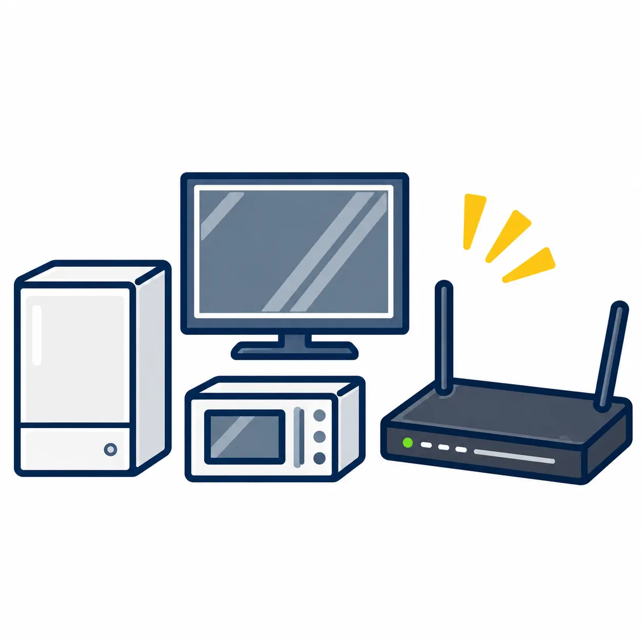 家電とWi-Fi機器のイラスト